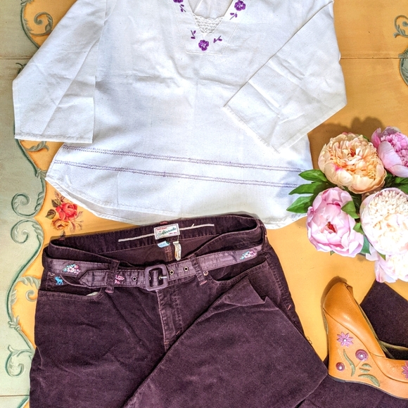 ABERCROMBIE BROWN STRETCH CHINOS 97%COTTON  and 100%cotton Blouse NWT - Picture 5 of 11